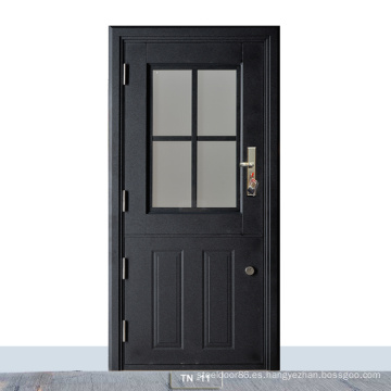 Puerta de caballo holandés de color negro de doble bloqueo puerta de caballo caliente con diseños de parrilla de hierro simples
